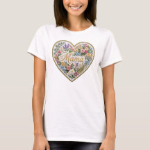 Cœur Maman Broderie Fausse Florale