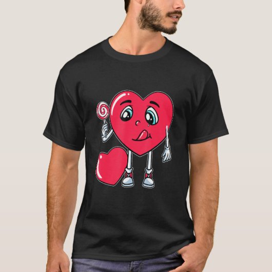 T-shirt Coeur Manger Lollipop Valentines Jour Sweet Candy (Devant)