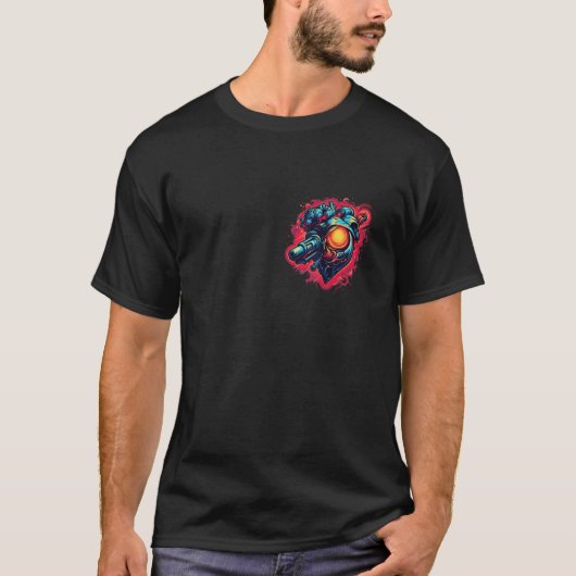 T-shirt Coeur mécanique anatomique avec pistolet laser Cyb (Devant)
