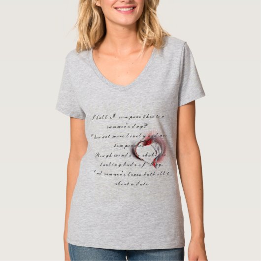 T-shirt Coeur métallique avec sonnet de Shakespeare 18 (Devant)