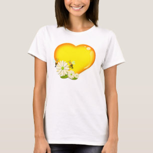 T-shirt Coeur miel, abeilles et fleurs