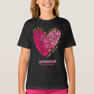 T-shirt Coeur mignon 100 jours d'école et l'aimer