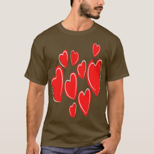 T-shirt Coeur mignon main tiré profond rouge Doodle romant
