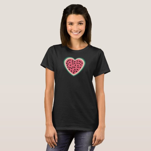 T-shirt coeur mignon palestine pastèques colorées (Devant entier)