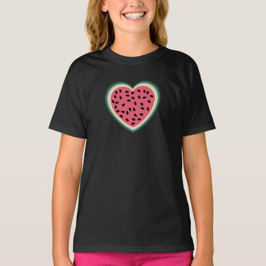 T-shirt coeur mignon palestine pastèques colorées (Devant)