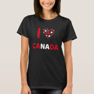T-shirt Coeur mignon rempli de feuille d'érable canadienne