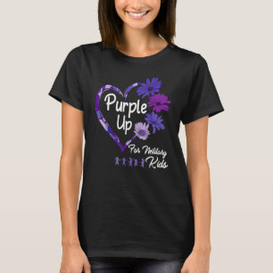 T-shirt Coeur Militaire Mois Enfant Purple Up Pour Militai