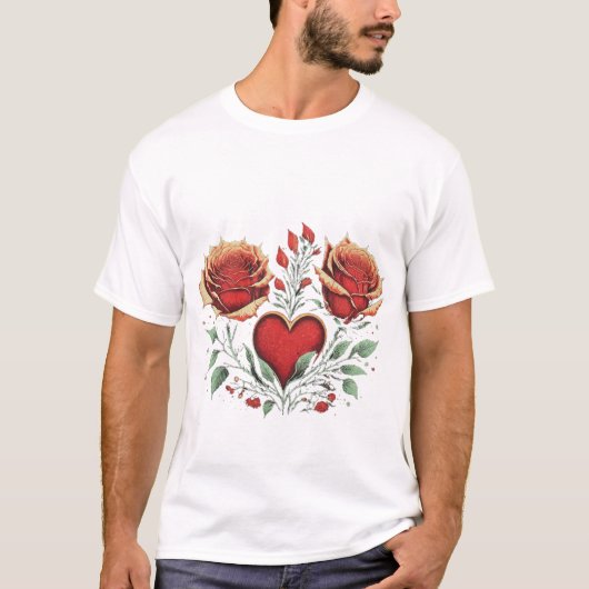 T-shirt " 🌹 Coeur Moment Spécial Design Style - 💐 💐 💐  (Devant)