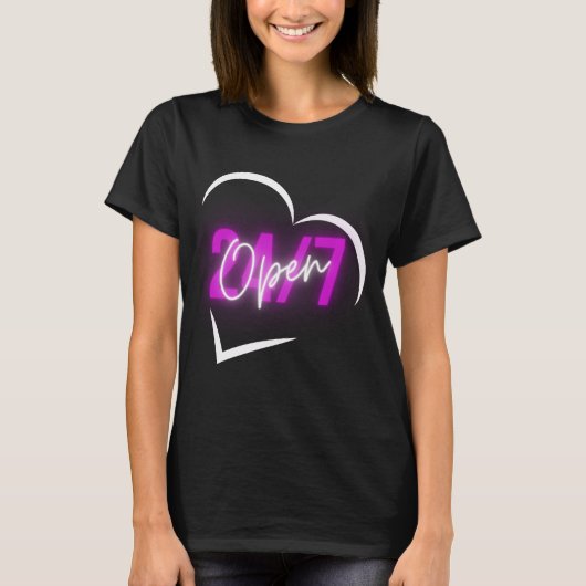 T-shirt COEUR OUVERT 24H/24, 7j/7 (Devant)