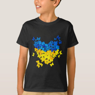 T-shirt Cœur Papillon Drapeau Ukraine Ukrainien Ukrainien