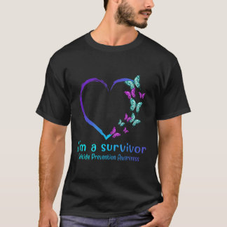 T-shirt Cœur Papillon Je Suis Un Survivant Prévention Du S