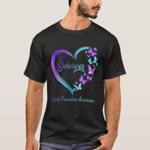 T-shirt Cœur Papillon Je Suis Un Survivant Prévention Du S