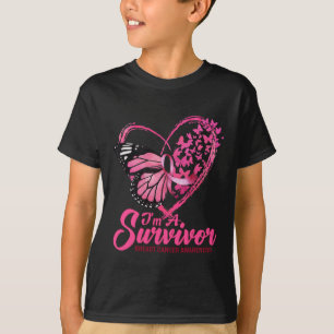T-shirt Cœur Papillon Je Suis Un Survivant Sensibilisation