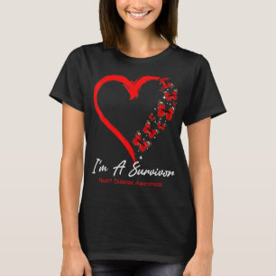 T-shirt Coeur papillon rouge Je suis une maladie cardiaque