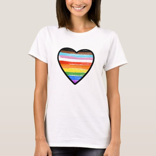 T-shirt Cœur peint de la fierté progressiste (Devant)