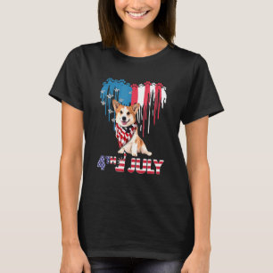 T-shirt Cœur Pembroke Welsh Corgi Américain Le 4 Juillet