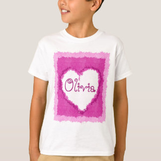 T-shirt Coeur personnalisé d'aquarelle d'Olivia