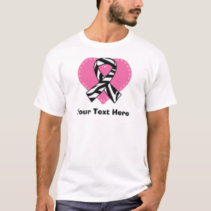 T-shirt Coeur personnalisé de ruban de zèbre