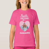 T-shirt Coeur photo rose d'anniversaire fille (Devant)