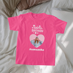 T-shirt Coeur photo rose d'anniversaire fille