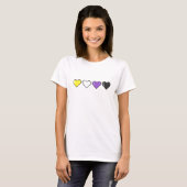 T-shirt Coeur Pixel de drapeau non binaire (Devant entier)