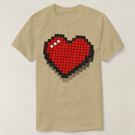 T-shirt Coeur Pixel rétro Rouge 3D RxTp (Design devant)