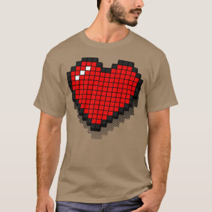 T-shirt Coeur Pixel rétro Rouge 3D RxTp