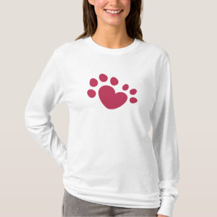 T-shirt Coeur Polydactyl d'empreinte de patte de chat
