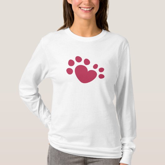 T-shirt Coeur Polydactyl d'empreinte de patte de chat (Devant)
