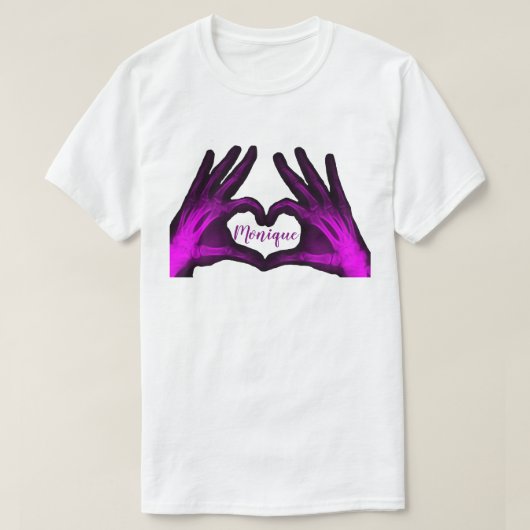 T-shirt Coeur pourpre de rayon X de main (Design devant)