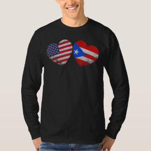 T-shirt Coeur Puerto Rican American Flag Famille patriotiq