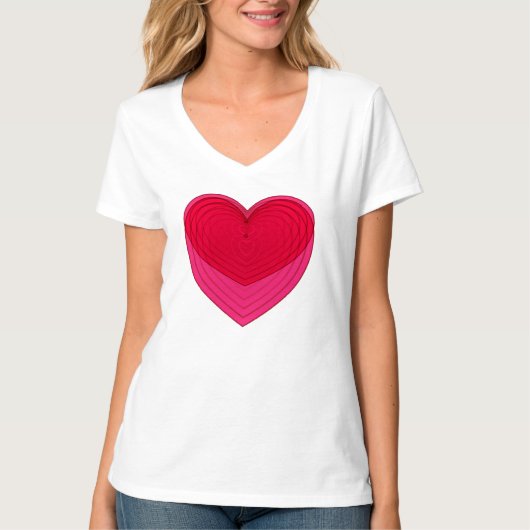 T-shirt Coeur rayonnant satiné en rose Fuchsia / Magenta (Devant)