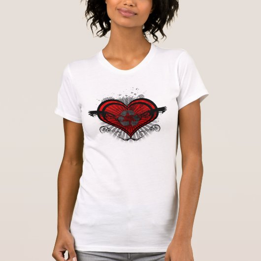 T-shirt Coeur Recyclé V de dames - cou (Devant)