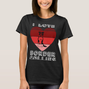T-shirt Coeur Rétro J'Aime Bordure Collie Pour Filles Vale