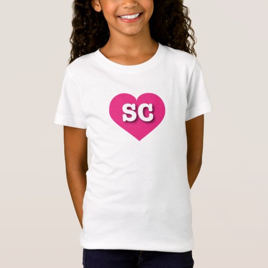 T-Shirt Coeur rose chaud de Caroline du Sud - J'aime SC (Devant)