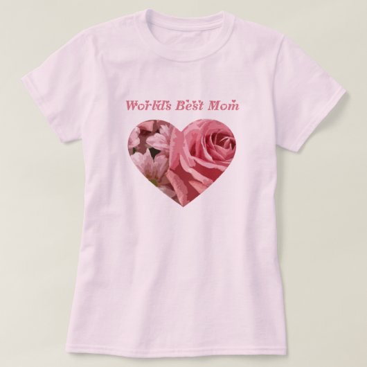 T-shirt Coeur rose de la meilleure maman des mondes (Design devant)