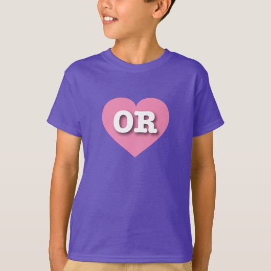 T-shirt Coeur rose de l'Oregon - J'aime OU (Devant)