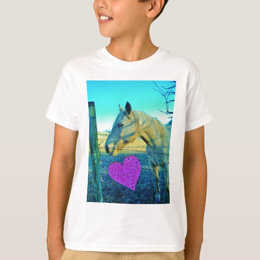 T-shirt Coeur rose et Cheval jaune (Devant)