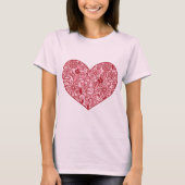 T-shirt Coeur rose romantique des fleurs Saint-Valentin (Devant)