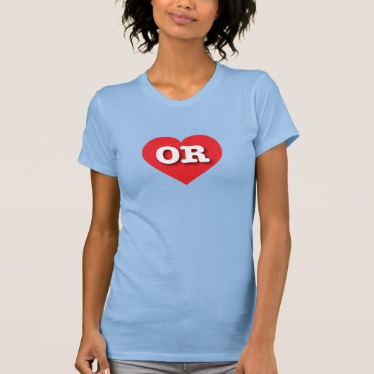 T-shirt Coeur rouge de l'Oregon - J'aime OU (Devant)