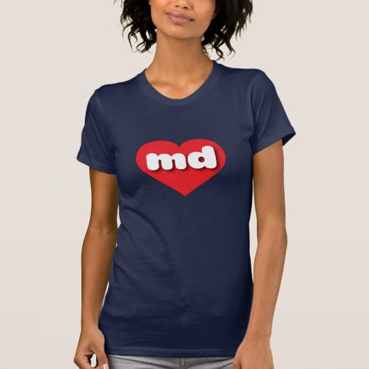 T-shirt Coeur rouge du Maryland - J'aime md (Devant)