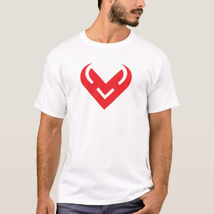 T-shirt Cœur Rouge en Forme de Lettre V Minimaliste