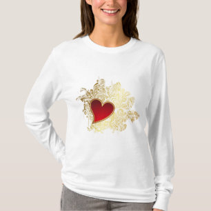 T-shirt Coeur rouge sur Gold Filigree
