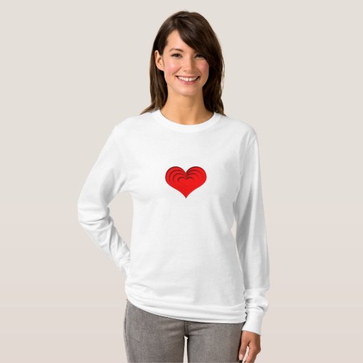 T-shirt Coeur rouge sur le blanc (Devant entier)