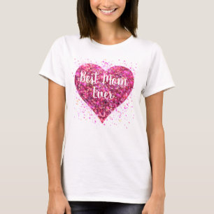 T-shirt Cœur scintillant rose étincelant meilleure maman e