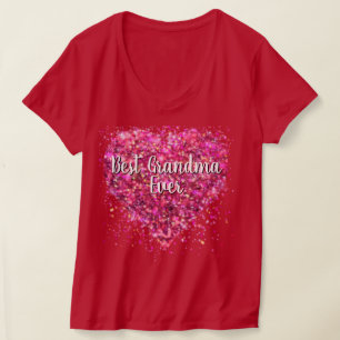 T-shirt Cœur scintillant rose pailleté meilleure grand-mèr