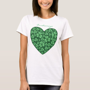 T-shirt coeur Shamrock vert Saint Patrick's Day