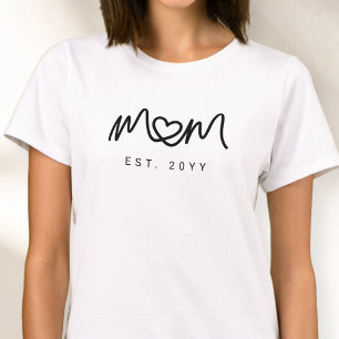 T-shirt Cœur simple de script noir Maman établie nouvelle