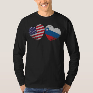 T-shirt Coeur Slovène Américain Drapeau Famille Patriotiqu