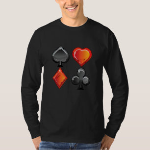 T-shirt Coeur Spade Cloches Argent Jouer Cartes Carte Jeu 